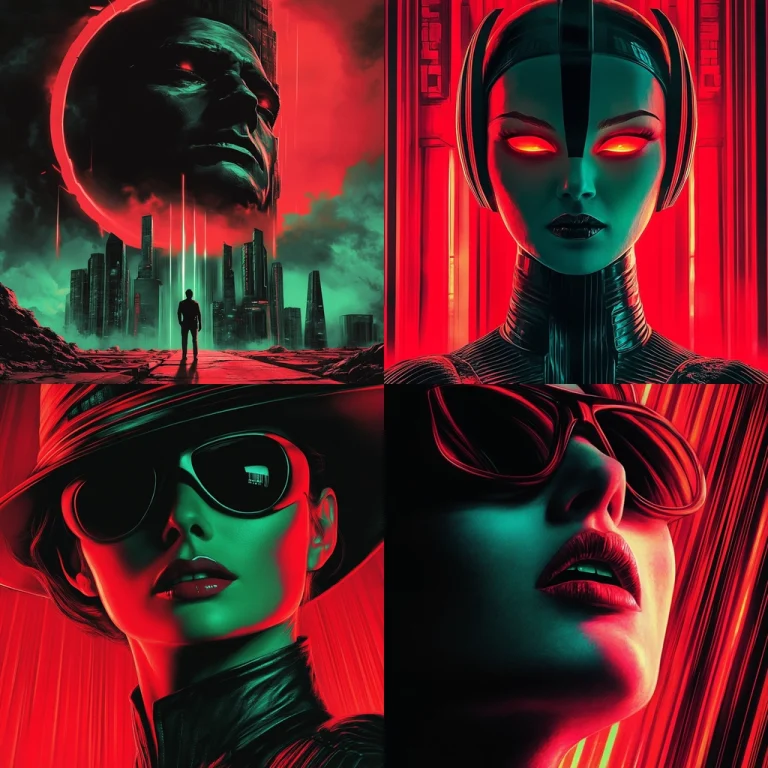 Cyan and Red Neon Contrast - Midjourney style sref code