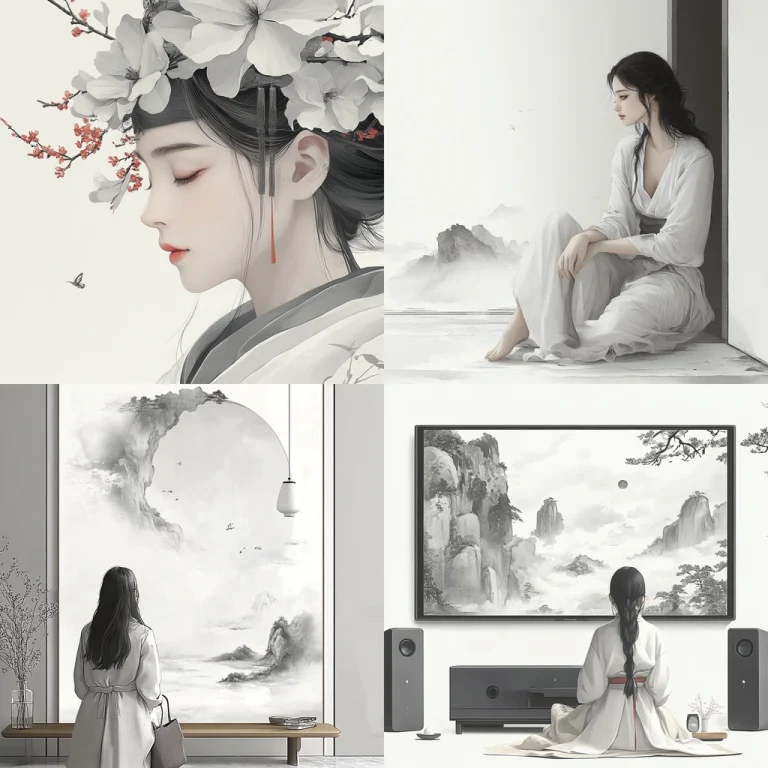 Monochrome Ink Elegance - Midjourney style sref code