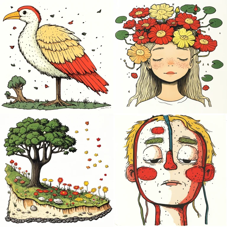 Bold Line Art with Earthy Tones - Midjourney style sref code