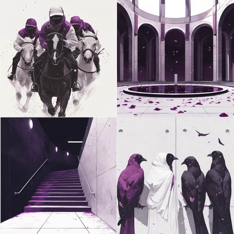 Monochrome Purple Illustration - Midjourney style sref code