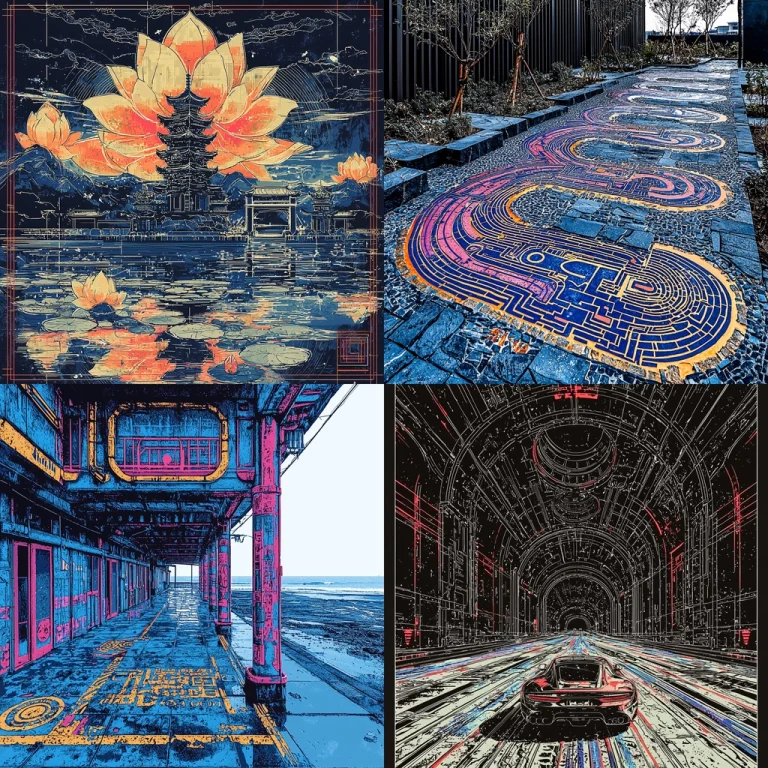 Vivid Neon Geometric Realism - Midjourney style sref code