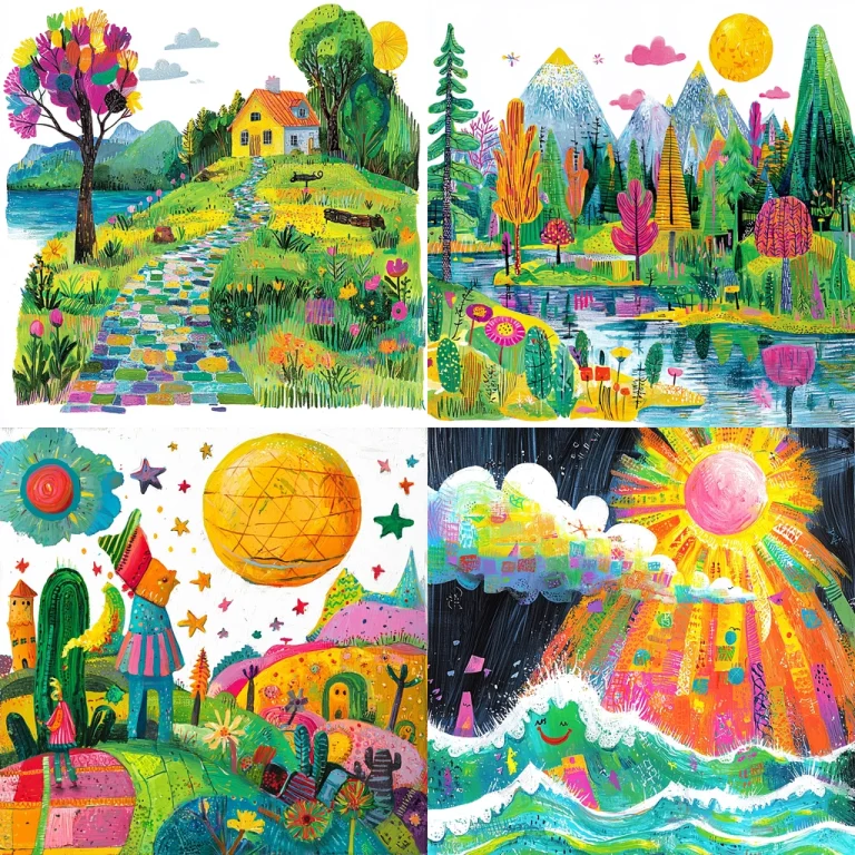 Vibrant Mixed Palette Landscapes - Midjourney style sref code