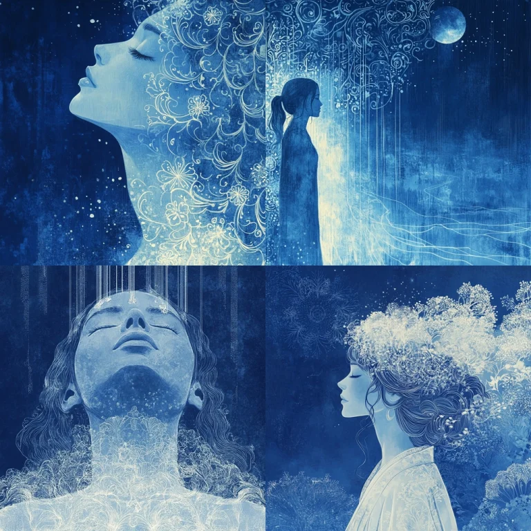 Dark Blue Highlighted Illustration - Midjourney style sref code