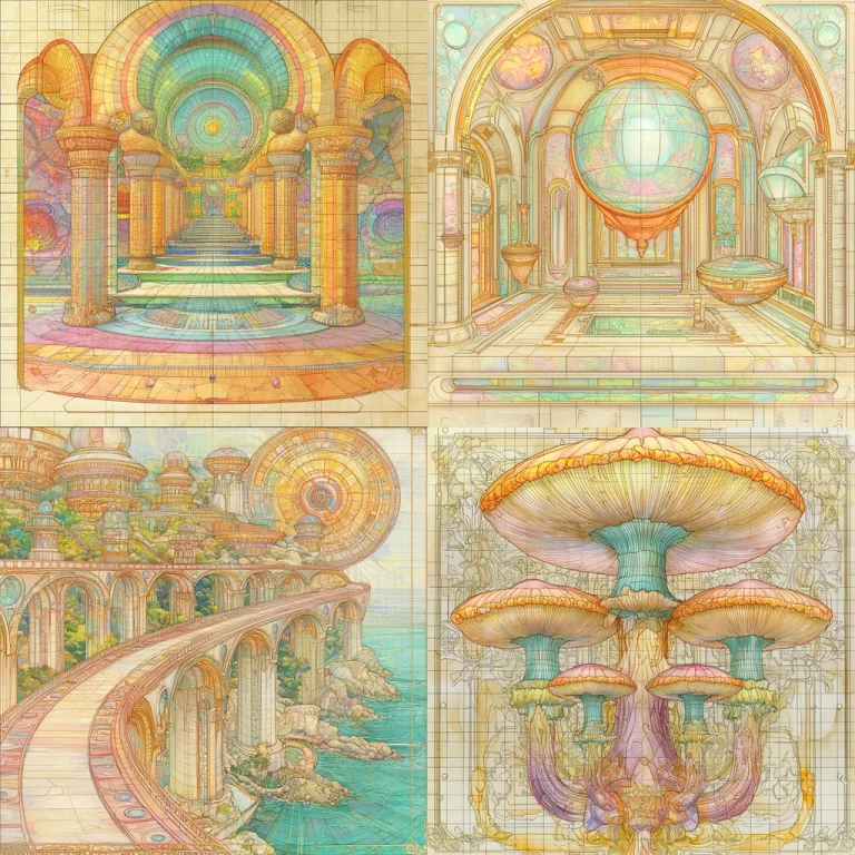 Pastel Architectural Wonderland - Midjourney style sref code