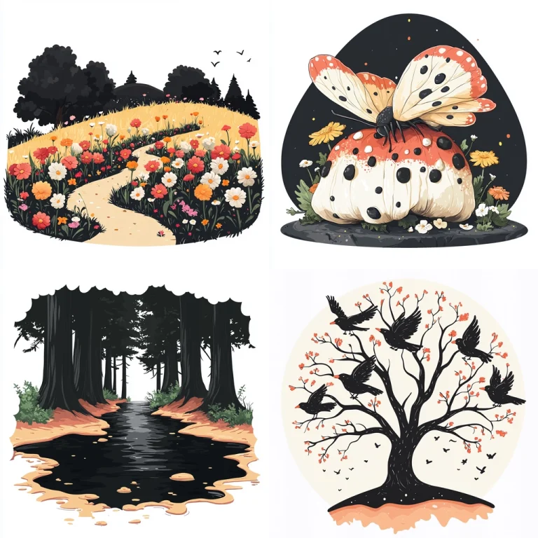 Flowery Contrast Silhouette - Midjourney style sref code