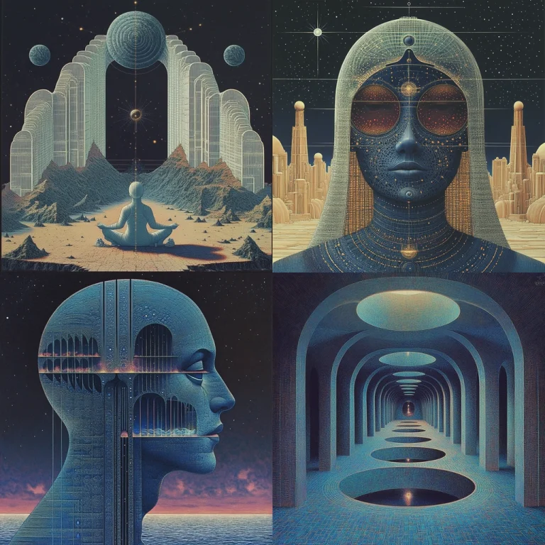 Geometric Cosmic Architectural Fusion - Midjourney style sref code