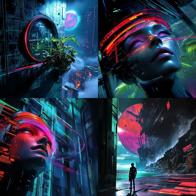 Vivid Neon Reflections - Midjourney style sref code