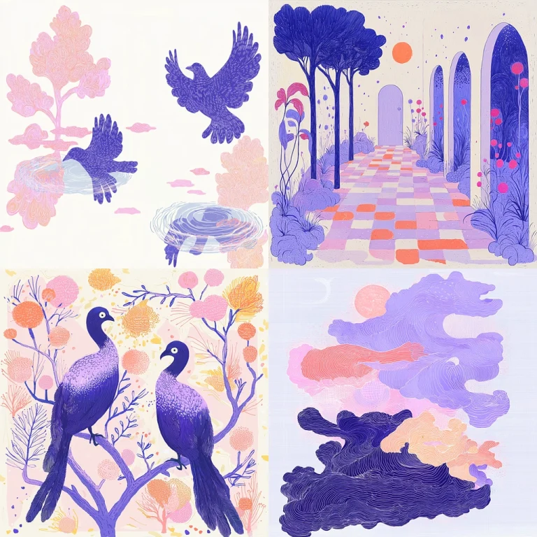 Pastel and Deep Indigo Illustration - Midjourney style sref code