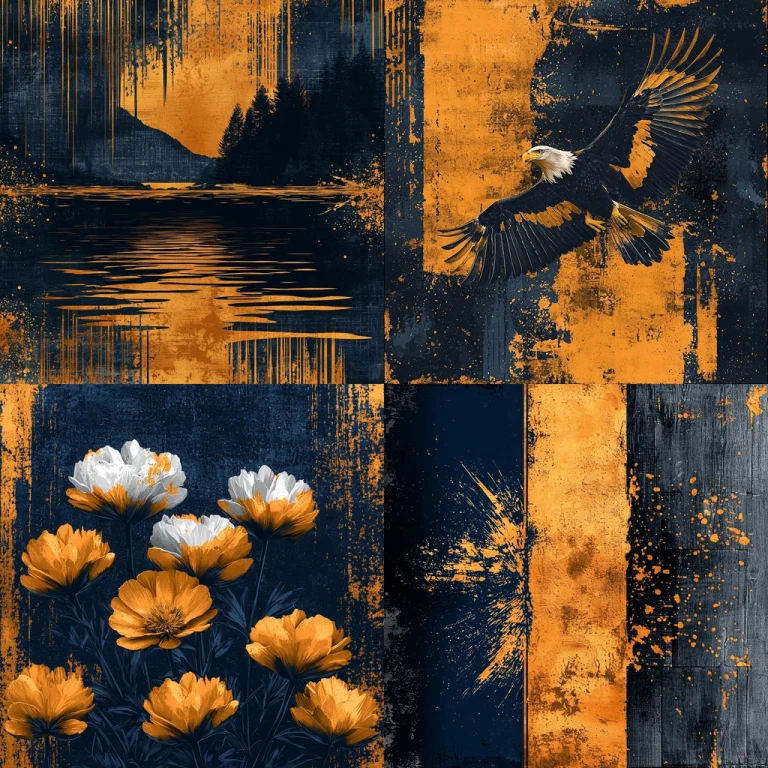 Textured Gold and Dark Blue - Midjourney style sref code