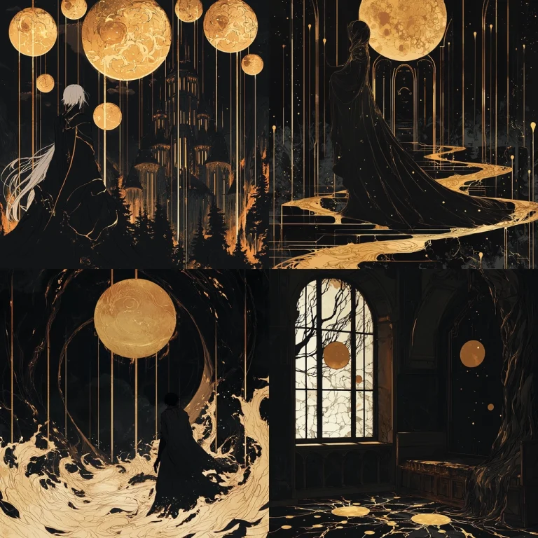 Golden Shadows with Fluid Lines - Midjourney style sref code