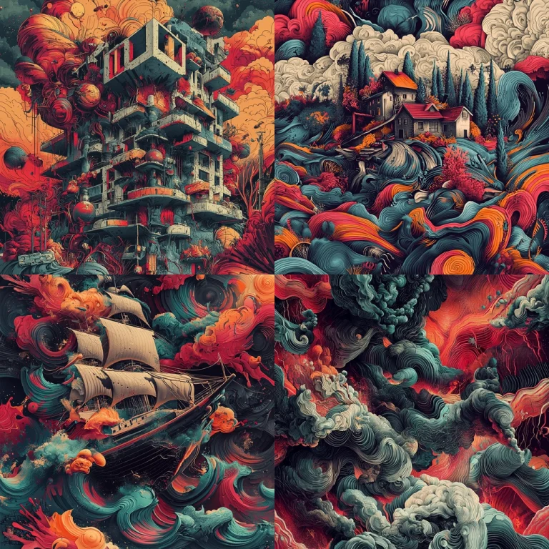 Swirling Dynamic Color Contrast - Midjourney style sref code