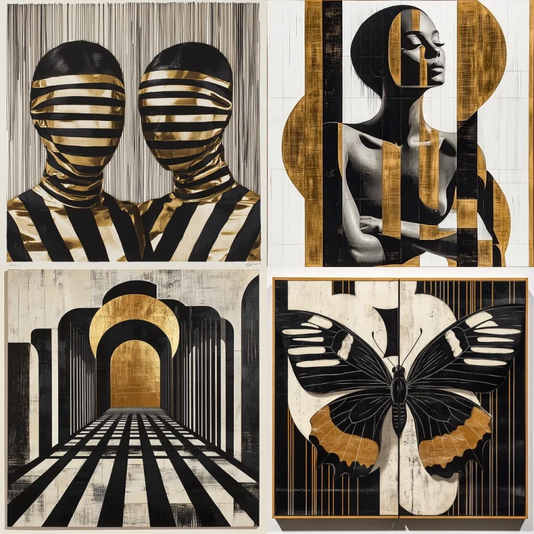 Gold and Black Linear Contrast - Midjourney style sref code