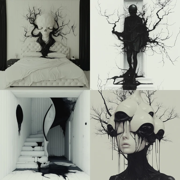 Monochrome Tree Art Fusion - Midjourney style sref code