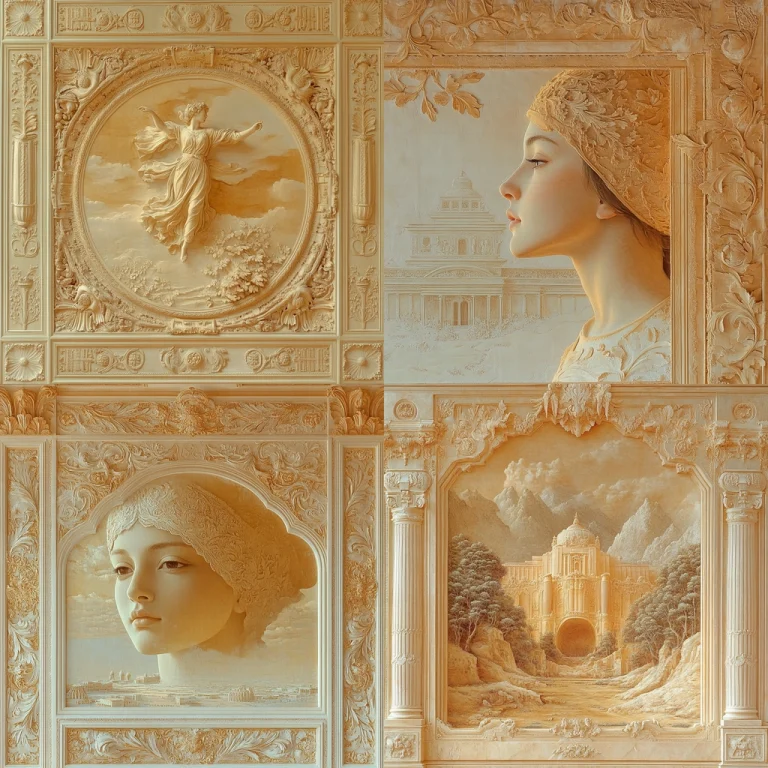 Ornamental Beige Relief - Midjourney style sref code
