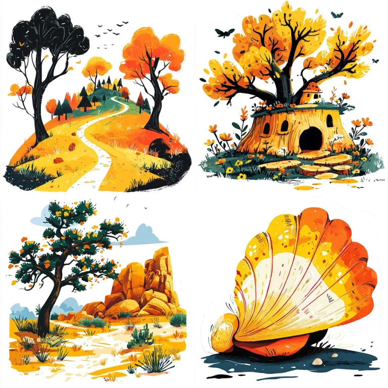 Vibrant Autumnal Illustration - Midjourney style sref code