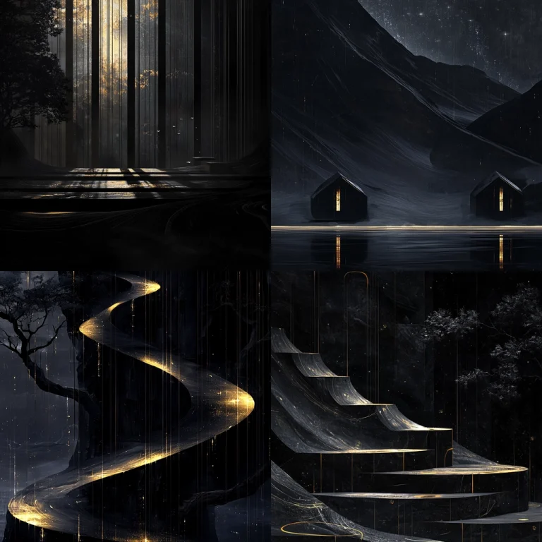 Illuminated Dark Contrast Art - Midjourney style sref code