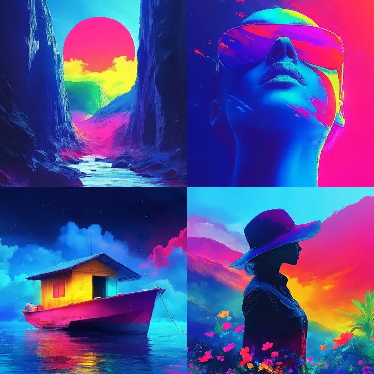 Fluorescent Color Gradient - Midjourney style sref code