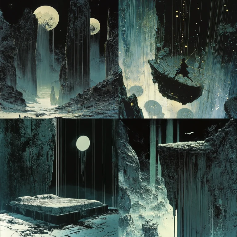 Monochrome Lighted Landscape - Midjourney style sref code