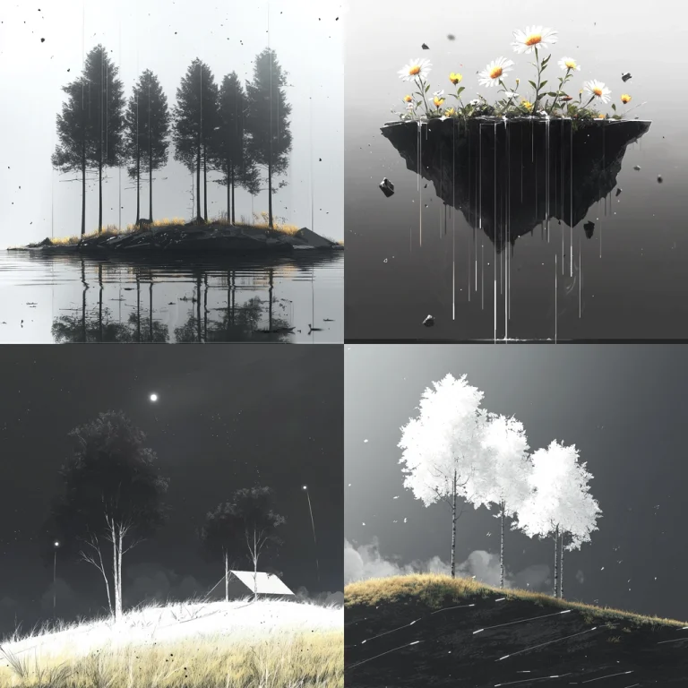 Monochrome Minimalist Landscape - Midjourney style sref code