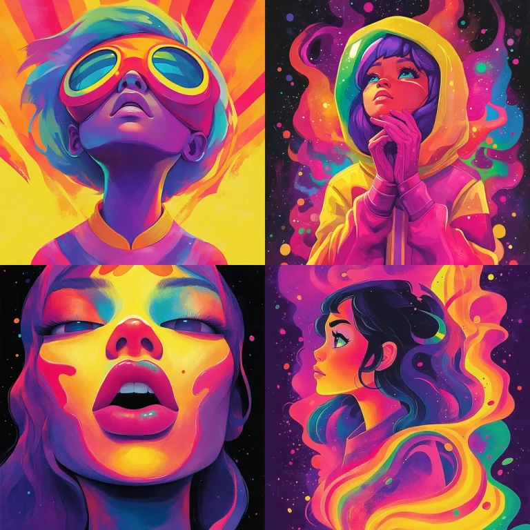 Vivid Neon Portraiture with Fluid Color Dynamics - Midjourney style sref code