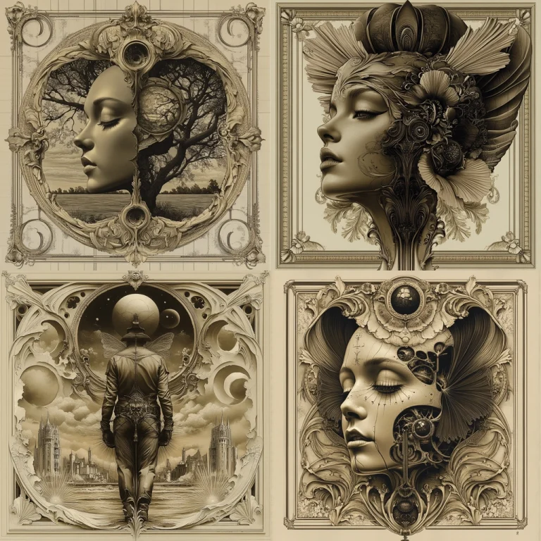 Sepia Toned Ornate Detailing - Midjourney style sref code