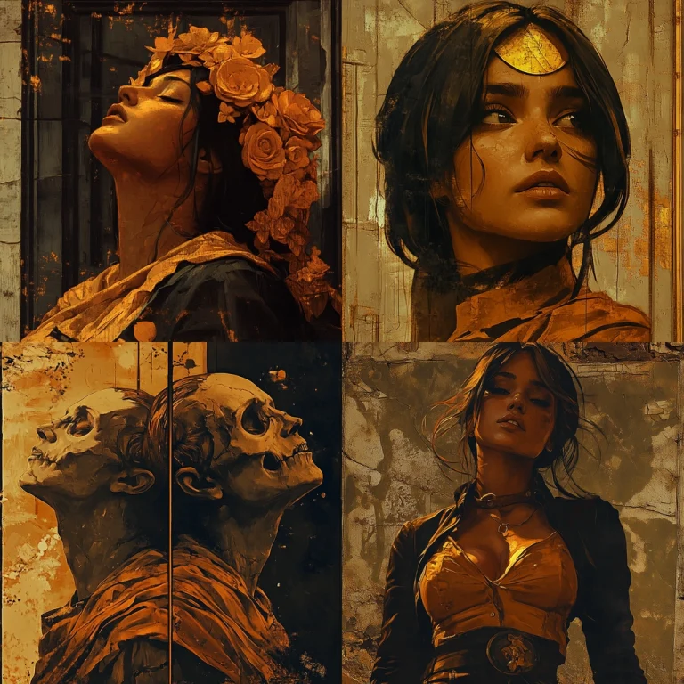 Textured Dark Tones with Orange - Midjourney style sref code