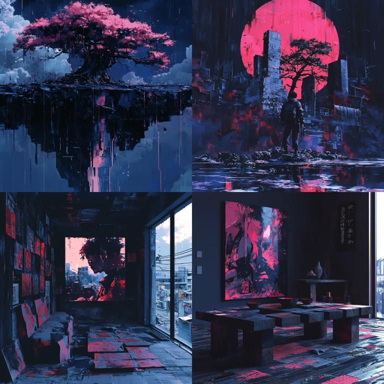 Neon Contrast with Textured Brushstrokes - Midjourney style sref code