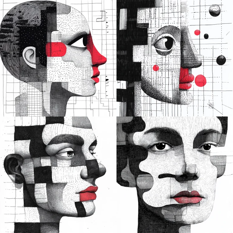 Geometric Monochrome with Red Accents - Midjourney style sref code