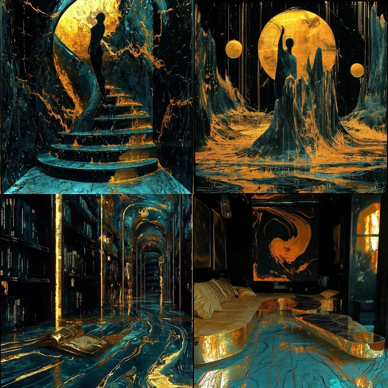 Golden Fluorescent Dark Lighting - Midjourney style sref code