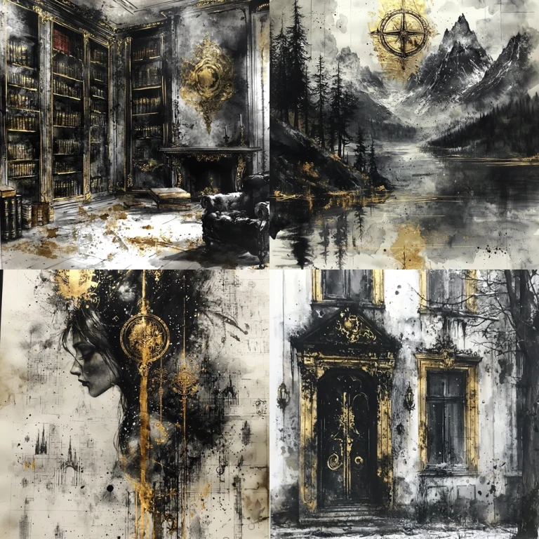 Antique Gold and Monochrome - Midjourney style sref code