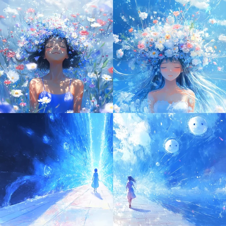 Vivid Floral Blue Contrast - Midjourney style sref code