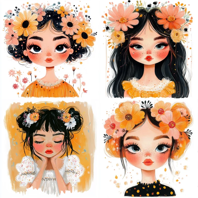 Playful Floral Hair - Midjourney style sref code