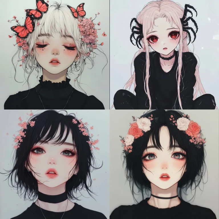 Monochrome Contrast with Floral Details - Midjourney style sref code