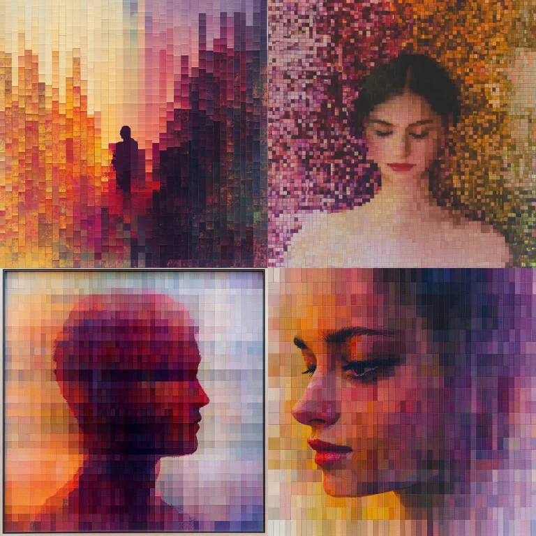 Pixelated Mosaic with Warm Tones - Midjourney style sref code