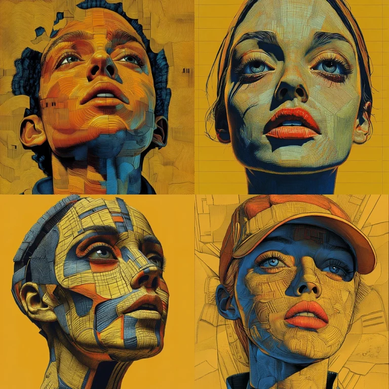 Graphical Yellow and Blue Presentation - Midjourney style sref code