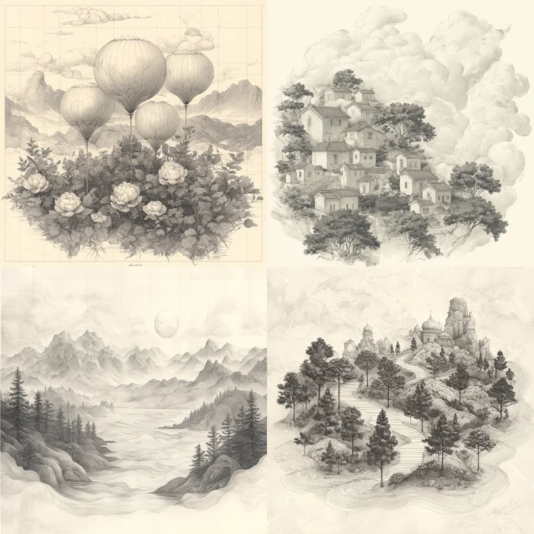 Monochrome Architectural Landscapes - Midjourney style sref code