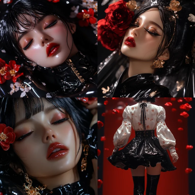 Shiny Black with Flourishing Red - Midjourney style sref code