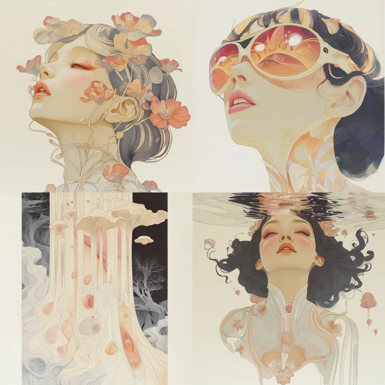 Floral Fluidity with Subtle Lines - Midjourney style sref code