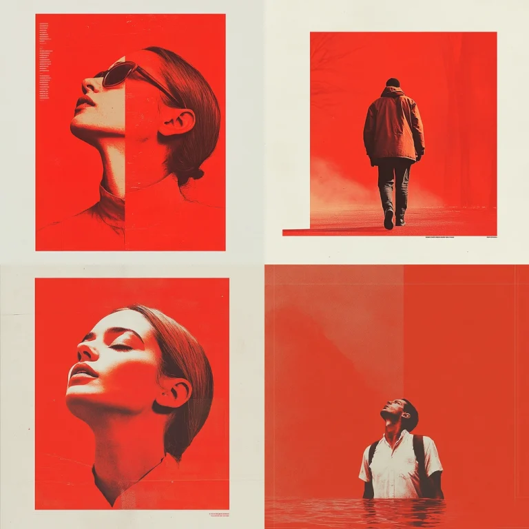 Bold Red Linear Composition - Midjourney style sref code