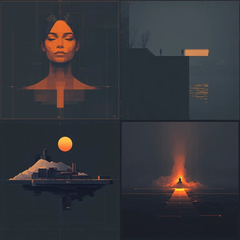 Geometric Low Light Warm Tone - Midjourney style sref code