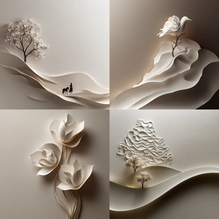 Monochrome Curved Paper Forms - Midjourney style sref code