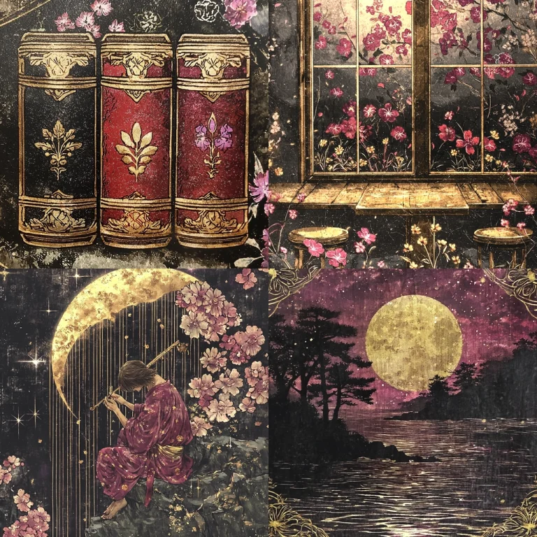 Gold-Infused Nocturnal Elegance - Midjourney style sref code