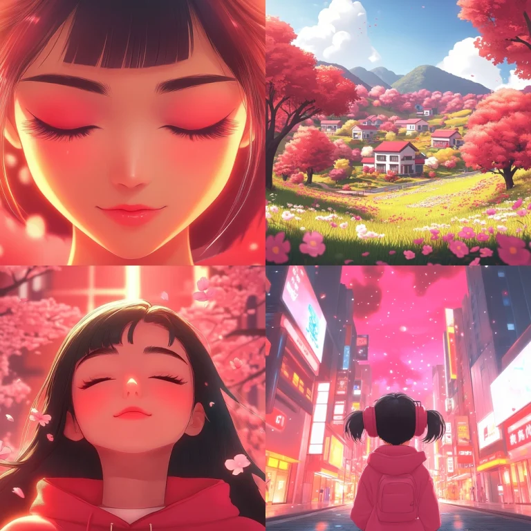 Vivid Cherry Blossom Scene - Midjourney style sref code