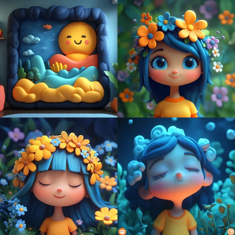 Playful Cool Tone Illustration - Midjourney style sref code