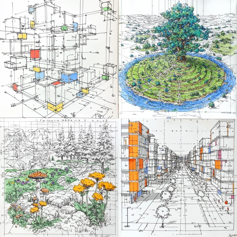 Color Accented Architectural Sketch - Midjourney style sref code