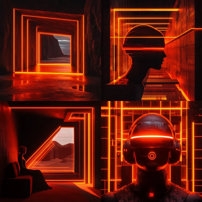 Neon Geometric Silhouette Lighting - Midjourney style sref code