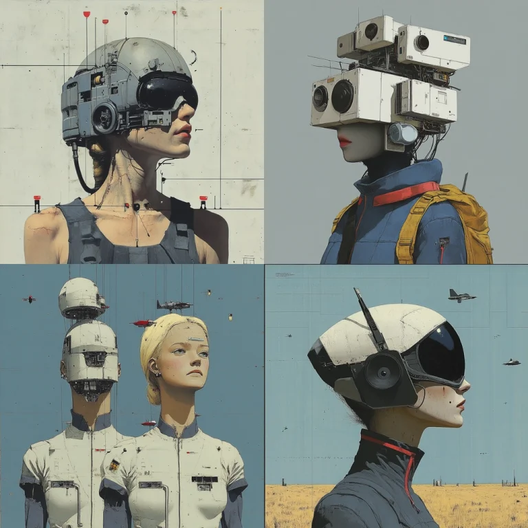 Muted Geometric Cyber Tech - Midjourney style sref code