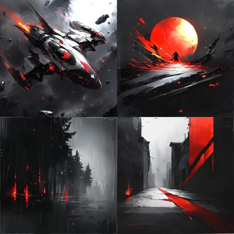 Dynamic Red and Gray Contrast - Midjourney style sref code