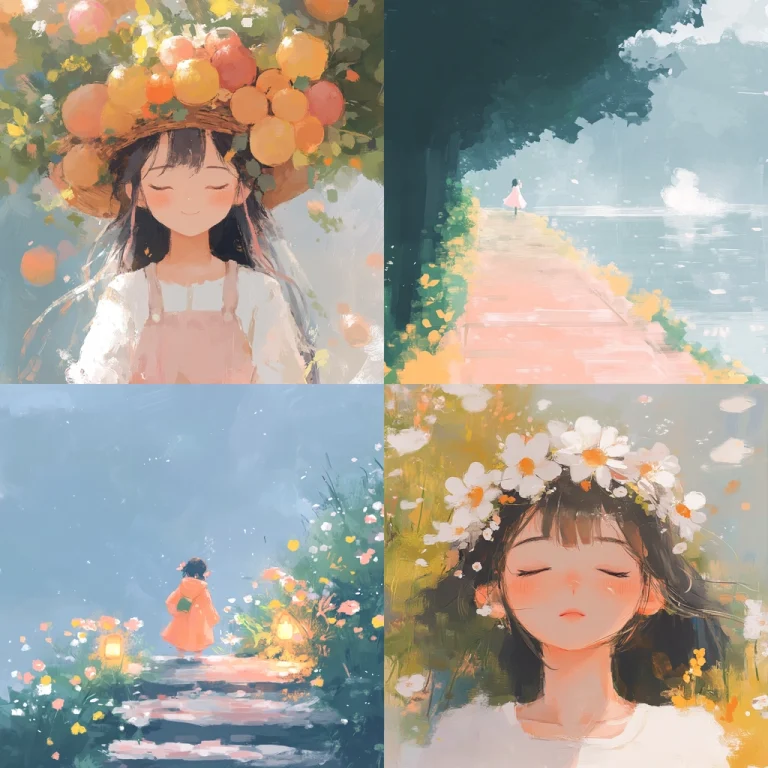 Soft Pastel Watercolor with Floral Accents - Midjourney style sref code