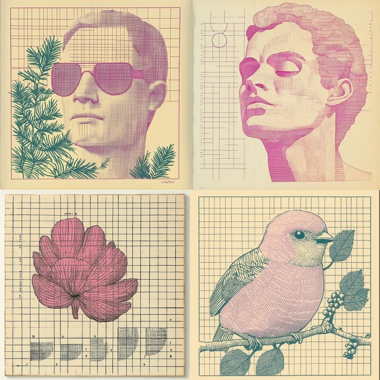 Grid Pattern Pink - Midjourney style sref code